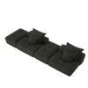 Modern Oversized Modular Sectional Sofa With 2 Ottoman And 2 Seat, Sparkling Chenille Fabric Soft Cushion Sofa With 4 Pillows, 4 Pieces Diy Combination Tufted Sofa, No Assembly Required - Black - Image 22