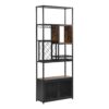 Industrial Tall Black Bar Wine Rack Cabinet With Glass Holder Wood Home Bar Cabinet - Walnut / Black - Image 13