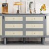 Full Murphy Bed With Hidden Storage & Modern Woven Design - Gray - Image 9