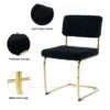 Modern Simple Light Luxury Dining Chair With Metal Legs, Teddy Material, (Set of 2) - Black - Image 9