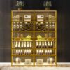 LED Tall LED Tall Wine Rack Freestanding Floor, 7 Tier Wine Baker Rack With Glass Holder & Wine Storage, Industrial Wine Display Shelf Wine Bar Cabinet For Bar - White / Gold - Image 3