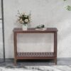 Workstation For Garden Balcony Garage, Acacia Console Potting Table - Brown - Image 4