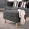 Upholstered Ottoman With Tapered Legs - Dark Gray - Image 7