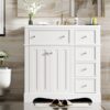 Bathroom Vanity With Resin Sink Combo, Frame Bathroom Storage Cabinet, Freestanding Vanity Set With 3 Drawers & Adjustable Shelf - White - Image 14