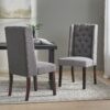 Elegant Tufted Dining Chair (Set of 2) With High Backrest - Dark Gray - Image 5