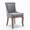 Ultra Side Dining Chair,Thickened Fabric Chairs With Neutrally Toned Solid Wood Legs, Bronze Nail Head (Set of 2) - Gray - Image 5