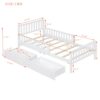 Twin Size Platform Bed With Guardrails On Both Sides And 2 Storage Drawers - White - Image 10