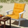 2 Piece High Back Patio Chair Cushion Set, Tufted Adirondack And Rocking Chair Cushions For Garden, Porch Or Office Use - Yellow - Image 2