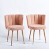 Modern Dining Chair (Set of 2) With Iron Tube Wood Color Legs, Shorthair Cushions And Comfortable Backrest, Suitable For Dining Room, Living Room, Cafe, Simple Structure - Light Beige - Image 16