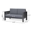 Acacia Wood Outdoor Loveseat And Coffee Table Set With Cushions - Dark Gray - Image 2