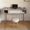 Rustic Entryway Console Table With Sliding White Doors And Wood Legs - Natural - Image 5