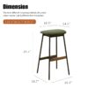Modern Bar Stools Comfortable & Stylish Counter Height And Bar Height Bar Stools, Soft Fabric Upholstered, Backless For Kitchen, Dining Room Bar Chairs (Set of 2) - Green - Image 6