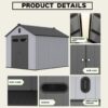 1 Resin Plastic Storage Shed For Backyard Garden With Spire Tool Storage - Black / Gray - Image 7