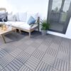 30 Piece Interlocking Deck Tiles Striped Pattern, Square Acacia Hardwood Outdoor Flooring For Patio, Bancony, Pool Side - Light Gray - Image 43