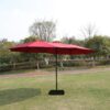 15 X 9 Ft Large Double Sided Rectangular Outdoor Twin Patio Market Umbrella With Light And Base - Red - Image 12