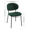 Boucle Dining Chairs, Modern Dining Room Chairs With Black Metal Legs, Armless Kitchen Chair For Dining Room, Living Room (Set of 4) - Dark Green - Image 10