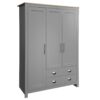 3 Door Storage Wardrobe With Cabinets And 2 Hanging Rods - Gray - Image 7