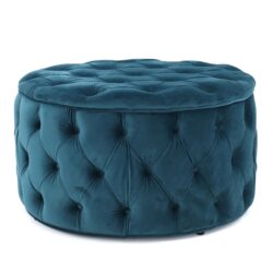 Elegant Velvet Ottoman Footstool - Teal