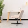 Cross Legged Office Chair, Wide Comfty Desk Chair, Vanity Home Chair No Wheels Armless Computer Task Chair, Swivel And Height Adjustable - Beige - Image 6