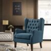 Irwin - Linen Button Tufted Wingback Chair - Blue - Image 4