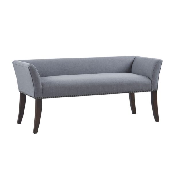 Accent Bench With Low Back And Flared Arms - Slate Blue
