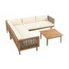 Premium Outdoor Sofa Set With Waterproof Cushions Sectional Seating Group With Acacia Wood And Wicker - Brown Mix / Beige - Image 7