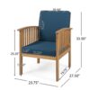 Casa Acacia Wood Club Chair (Set of 2) With Weather Resistant Cushions - Brown / Dark Teal - Image 3