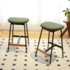 Modern Bar Stools Comfortable & Stylish Counter Height And Bar Height Bar Stools, Soft Fabric Upholstered, Backless For Kitchen (Set of 2) - Green - Image 2
