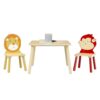 Kids Table And 2 Chairs Set, 3 Pieces Toddler Table And Chair Set, Wooden Activity Play Table Set (Lion&Monkey) - Natural - Image 17
