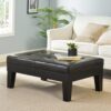 Chatham - Ottoman With Drawer Leather Storage Solution - Dark Coffee - Image 4