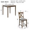 5 Piece Dining Table Set, Wooden Dining Square Table Set For 4, Counter Height Kitchen Table Set With Square Table And 4 Upholstered Chairs For Small Space - Walnut - Image 3