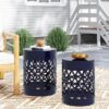 Delight - Powder Coated Iron End Table, (Set of 2) - Navy Blue - Image 9