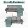 Convertible Futon Sofa Bed Futon Sofa Couch With An Adjustable Backrest, A Reversible Chaise Lounge And 2 Removable Armrest Pillows For Living Room - Gray - Image 5