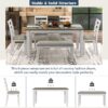 Rustic Style 6 Piece Dining Room Table Set With 4 Upholstered Chairs & A Bench - Brown / Whitewash - Image 9