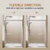 Aluminum Frame Double Sliding Soft Close Shower Door, 1 / 4" Tempered Glass And Dual 304 Stainless Steel Handles - Chrome - Image 6
