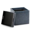 Rockwood - Cube Storage Ottoman With Tray - Denim Blue - Image 3