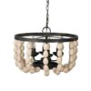 4 Light Wood Chandelier, Hanging Light Fixture With Adjustable Chain For Kitchen, Bulb Not Included - Cream - Image 2