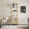 Transitional Narrow Bookshelf With Drawer On Bottom - Oak - Image 9