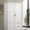 Aubree - Wardrobe Cabinet Armoire With 2 Drawers And Hanging Rod - White - Image 4