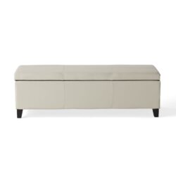 Glouster - Storage Ottoman With Leather Upholstery - Ivory