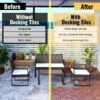 Acacia Wood Interlocking Deck Tiles Checker Pattern, 30 Piece Square Acacia Hardwood Outdoor Flooring For Patio, Bancony, Pool Side - Brown - Image 35