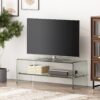 Modern Tempered Glass TV Stand With Shelf And Open Back Design - Clear - Image 6