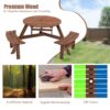 6 Person Circular Outdoor Wooden Picnic Table For Patio, Backyard, Garden, Diy With 3 Built-In Benches, 1720Lb Capacity - Brown - Image 3