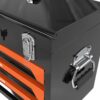 20'' Portable 3 Drawer Steel Toolbox, 4 Layers Of Tools With Metal Latches, With Top Storage Tray And Carrying Handle, Multi Function Tool Storage For Garage, Home, Or Workbench - Black / Orange - Image 11
