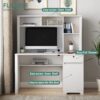 Computer Desk With Hutch & Bookshelf, Wood Executive Desk Teens Student Desk Writing Laptop Home Office Desk With Drawers, 3 Ac Outlets And 2 USB Charging Ports, Study Laptop Table For Home - White - Image 7