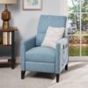 Repose Upholstered Recliner Chair With Nailhead Trim And Side Pocket - Light Blue - Image 2