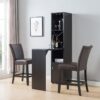 Bar Cabinet, Extended Table Kitchen Cabinet With Wine Bottle Compartment & Open Shelving - Red Cocoa - Image 3