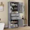 Elegant Storage Cabinet With Multi Functional Space, 2 Drawers With Slide Rails, Adjustable Shelf - Gray - Image 4