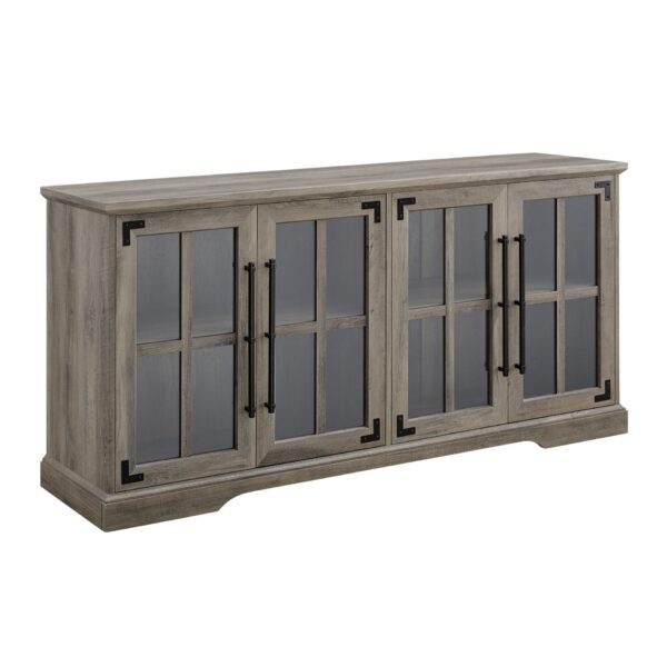 Modern Farmhouse Windowpane Glass Door TV Stand For TVs Up To 65" - Gray Wash