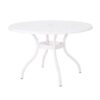 Tranquilius - Outdoor Round Dining Table With Lattice Tabletop, Umbrella Hole And Curved Legs - White - Image 6